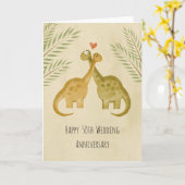 Carte Joyeux 50e anniversaire de Mariage couple Dinosaur (Fleur jaune)