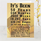 Carte Joyeux 50e anniversaire de Mariage d'or (Fleur jaune)