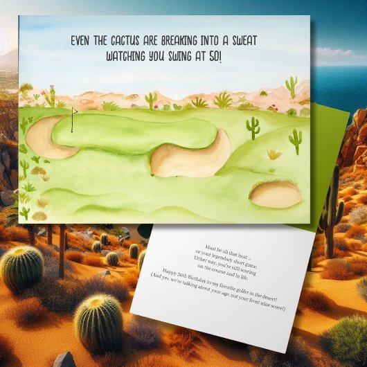 Carte Joyeux 50e anniversaire Desert Golf Course aquarel