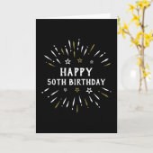 Carte Joyeux 50e anniversaire feux d'artifice Black Whit (Fleur jaune)