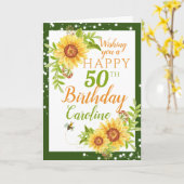 Carte Joyeux 50e anniversaire floral tournesol (Fleur jaune)