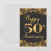 Carte Joyeux 50e anniversaire Jublilee Mariage d'or (Devant / Derrière)