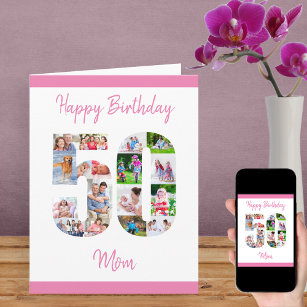 Carte Joyeux 50e anniversaire Maman Numéro 50 Photo Coll
