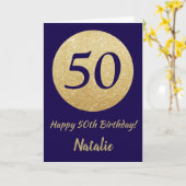 Carte Joyeux 50e anniversaire Marine Parties scintillant (Fleur jaune)