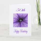 Carte Joyeux 50e anniversaire pourpre fleurs (Devant)