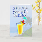 Carte Joyeux 50e anniversaire Toast (Fleur jaune)