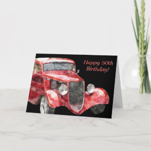 Carte Joyeux 50e anniversaire ! Voiture classique d'un d
