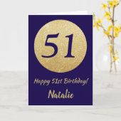 Carte Joyeux 51e anniversaire Marine Parties scintillant (Fleur jaune)