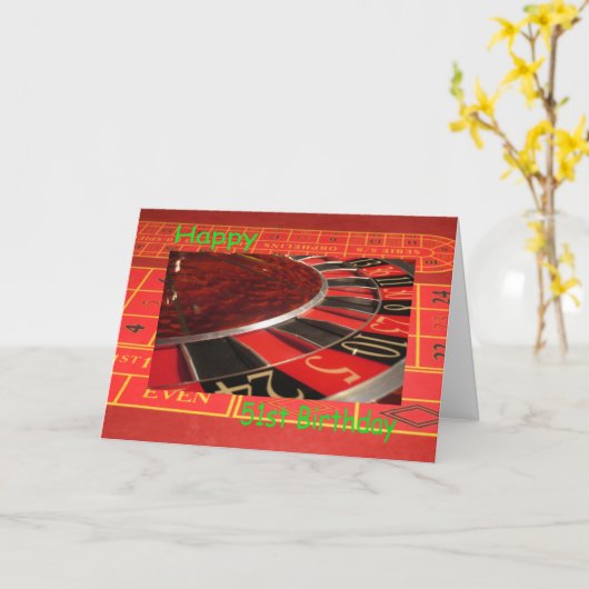 Carte Joyeux 51e Anniversaire Roulette Wheel (Fleur jaune)