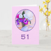 Carte Joyeux 51ème anniversaire avec un tableau de fleur (Fleur jaune)