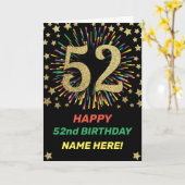 Carte Joyeux 52 et Birthday Rainbow Firework Gold (Fleur jaune)