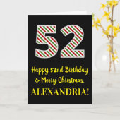 Carte Joyeux 52e anniversaire & Joyeux Noël, Nom personn (Fleur jaune)