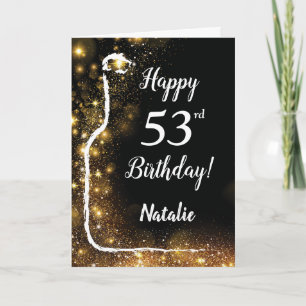 Carte Joyeux 53e anniversaire Black and Gold Parties sci