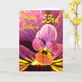 Carte Joyeux 53e Anniversaire Fleur Pensée (Fleur jaune)