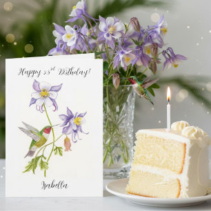 Carte Joyeux 53ème anniversaire Columbine avec Hummingbi