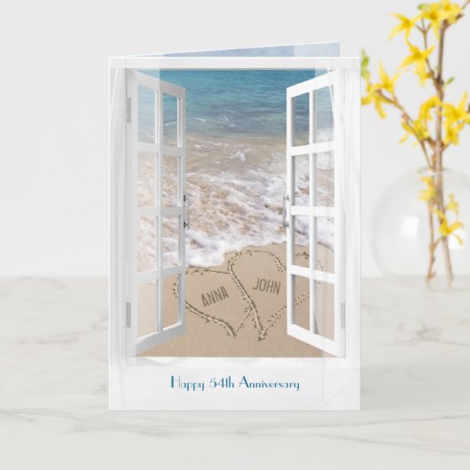 Carte Joyeux 54e anniversaire de la plage (Fleur jaune)