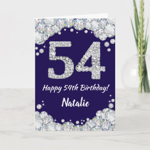 Carte Joyeux 54e anniversaire Marine Bleu et Parties sci