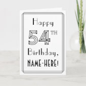 Carte Joyeux 54e anniversaire, style Art déco avec nom p (Devant)