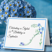 Carte Joyeux 55 Septembre Anniversaire des fleurs d'aste