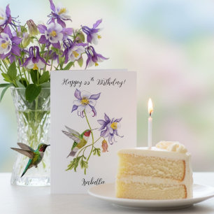 Carte Joyeux 55e anniversaire Columbine avec Hummingbird