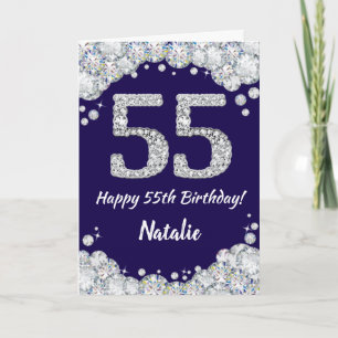 Carte Joyeux 55e anniversaire Marine Bleu et Parties sci