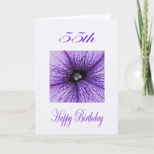 Carte Joyeux 55e anniversaire pourpre fleuron (Devant)