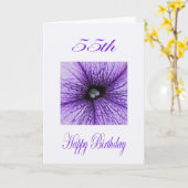 Carte Joyeux 55e anniversaire pourpre fleuron (Fleur jaune)