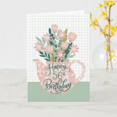 Carte Joyeux 56e anniversaire avec Poche Polka Teapot de (Fleur jaune)