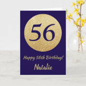 Carte Joyeux 56e anniversaire Marine Parties scintillant (Fleur jaune)