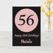 Carte Joyeux 56e anniversaire Noir et Rose Or rose (Fleur jaune)