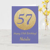 Carte Joyeux 57e Anniversaire et Paillettes Dorées (Fleur jaune)