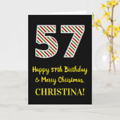 Carte Joyeux 57e anniversaire & Joyeux Noël, Nom personn (Fleur jaune)