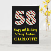 Carte Joyeux 58e anniversaire & Joyeux Noël, Nom personn (Fleur jaune)