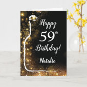Carte Joyeux 59e anniversaire Black and Gold Parties sci (Fleur jaune)