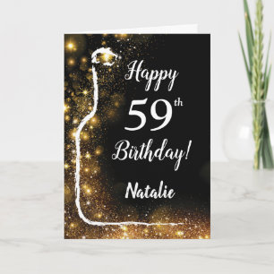 Carte Joyeux 59e anniversaire Black and Gold Parties sci