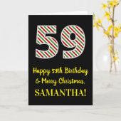 Carte Joyeux 59e anniversaire & Joyeux Noël, Nom personn (Fleur jaune)