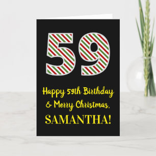 Carte Joyeux 59e anniversaire & Joyeux Noël, Nom personn