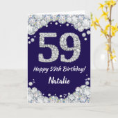 Carte Joyeux 59e anniversaire Marine Parties scintillant (Fleur jaune)