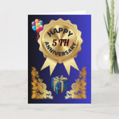Carte Joyeux 5 E anniversaire de Mariage (Devant)