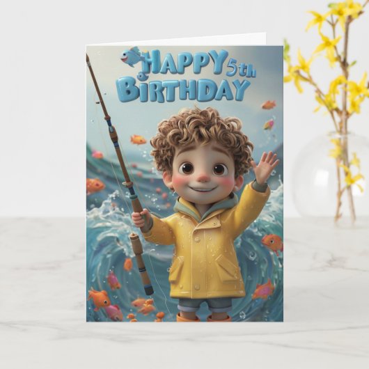 Carte Joyeux 5e anniversaire (Fleur jaune)