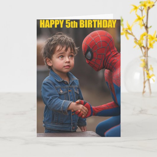 Carte Joyeux 5e anniversaire (Fleur jaune)