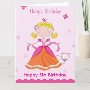 Carte Joyeux 5e anniversaire Princesse