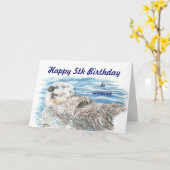 Carte Joyeux 5e anniversaire Quelqu'un Otterly adorable  (Fleur jaune)