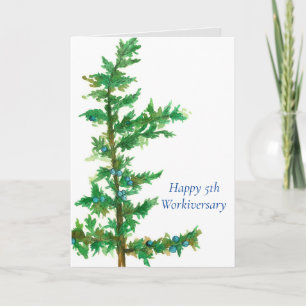 Carte Joyeux 5e branche de l'arbre Juniper Workiversary
