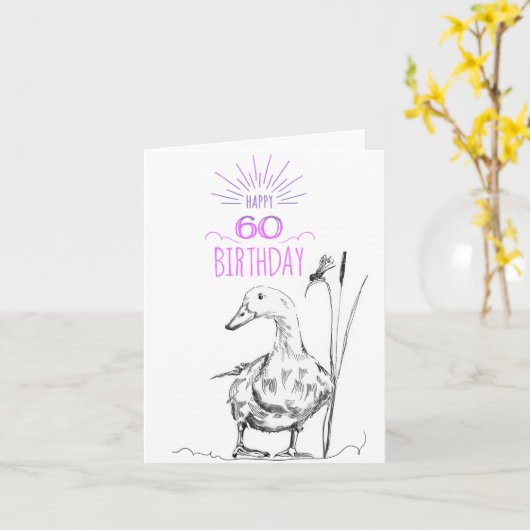 Carte Joyeux 60e anniversaire (Fleur jaune)