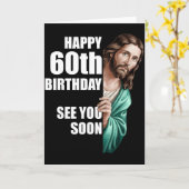 Carte Joyeux 60e Anniversaire À Bientôt Jésus Design (Fleur jaune)