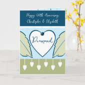 Carte Joyeux 60e anniversaire ajouter des noms bleu vert (Fleur jaune)