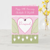 Carte Joyeux 60e anniversaire ajouter des noms rose vert (Fleur jaune)