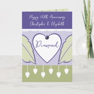 Carte Joyeux 60e anniversaire ajouter des noms vert viol