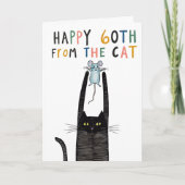Carte Joyeux 60e anniversaire du chat amusant & curieux (Devant)